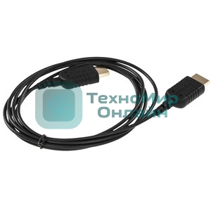 Кабель HDMI Wize WAVC-HDMIUS-1.8M 1.8 м, v.2.0, 19M/19M, 4K/60 Hz 4:4:4, 36 AWG, HDCP 2.2,ультратонкий, позол.разъемы, черный, пакет