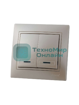 Выключатель LEZARD 701-3030-112 серия скр. проводки Мира двойной подсветка жемчужно-белый перламутр