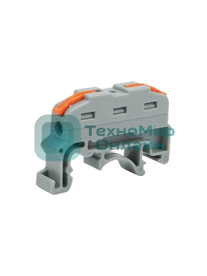 Клемма соединительная Rexant многоразовая проходная 1 полюс с креплением на DIN-рейку (0,08-4 мм²), серая (25 шт./уп.)