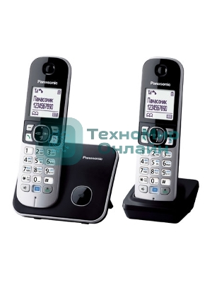 Телефон беспроводной (DECT) Panasonic KX-TG6812RU черный (труб. в компл.:2шт) АОН