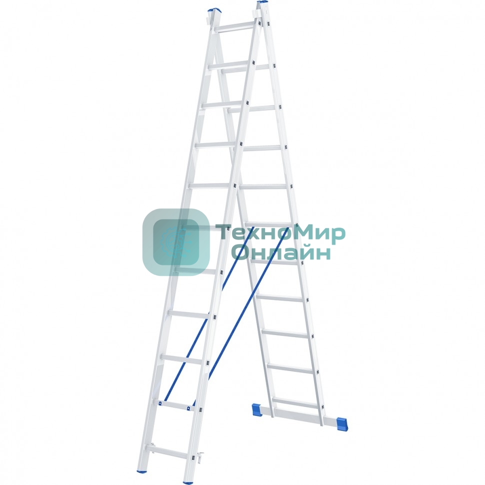 Лестница Сибртех, 2 х 11 ступеней, алюминиевая, двухсекционная