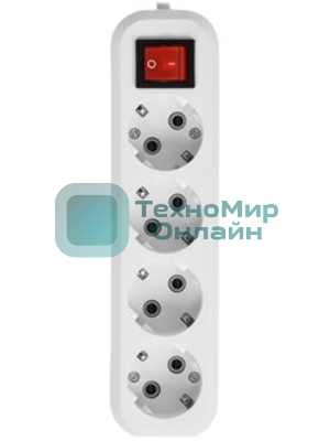 Колодка Smartbuy SBE-16-4-00-Z 4 гнезда 16А/3,5 кВт с заземлением
