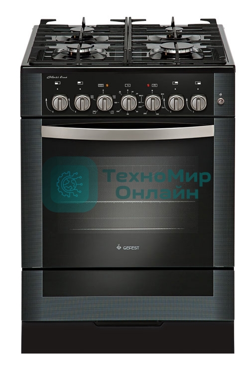 Плита комбинированная Gefest ПГЭ 6502-02 0044 черный, конфорок 4 газовых, духовка 55 л, 60 см x 85 см x 60 см