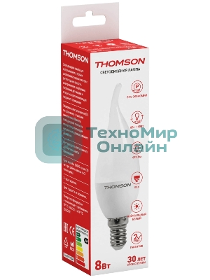 Лампа светодиодная Hiper THOMSON LED TAIL CANDLE 8W 670Lm E14 4000K TH-B2028
