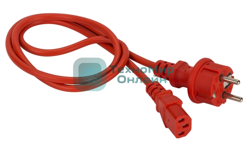 Шнур питания Lanmaster C13-Schuko прямая, 3х0.75, 220В, 10А, красный, 2 метра