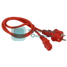 Шнур питания Lanmaster C13-Schuko прямая, 3х0.75, 220В, 10А, красный, 2 метра