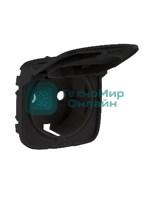 Лицевая панель розетки 2К+З с крышкой.Антрацит