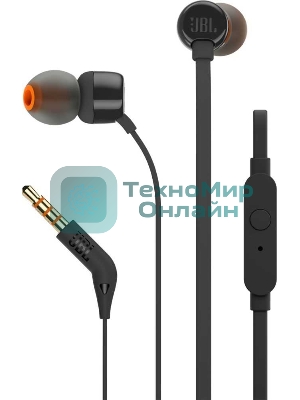 Проводные наушники JBL Tune 110 черный, внутриканальные, Jack 3.5 мм