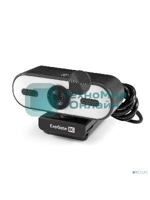 Веб-камера ExeGate eStudio EW-722 2560x1440, 30 кадр/с, USB Type-A, микрофон (2 шт, шумоподавление), автоматическая фокусировка, автоосвещение, шторка приватности, универсальное крепление