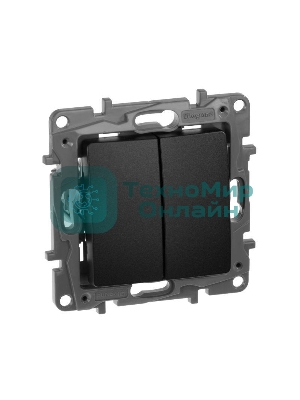 Переключатель 2клавишный 10AX, антрацит ETIKA 