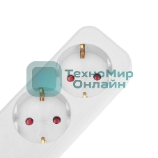 Удлинитель STANDARD 3 гнезда, 5м, 3х1,0мм², с/з, с выключателем, белый REXANT