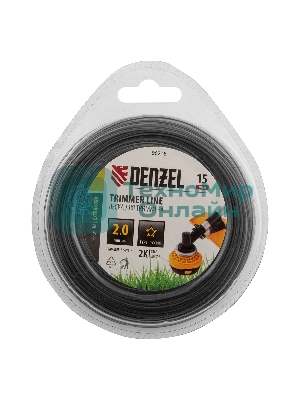 Леска для триммера Denzel двухкомпонентная звезда, 2,0мм х 15м, блистер EXTRA CORD