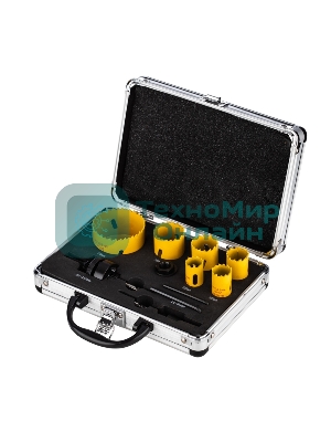 Набор коронок Kranz Bimetal (20, 22, 25, 30, 35, 60), 11 предметов, металлический кейс