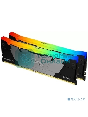 Оперативная память Kingston Fury Renegade, DDR4, 64Gb (2x32GB), 3200MHz, CL16, DIMM, радиатор, RGB, серебристый/черный