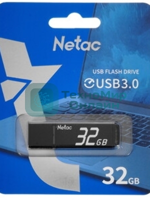 Флешка USB Netac U351 (NT03U351N-032G-32BK), 32Gb, USB 3.0, R/W 110/45, черный
