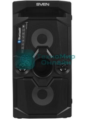 Мобильные колонки SVEN PS-655 2.0 черные (2x25W, mini Jack, USB Type-C, USB flash, Bluetooth, FM, micro SD, ПДУ, LED экран, 4400 мA, RGB подсветка)
