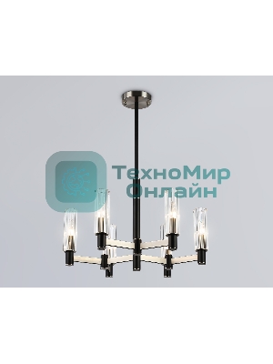 Люстра Ambrella light LH55501/6 SN/BK/CL сатин никель/черный/прозрачный E14*6 max 40W D570*760