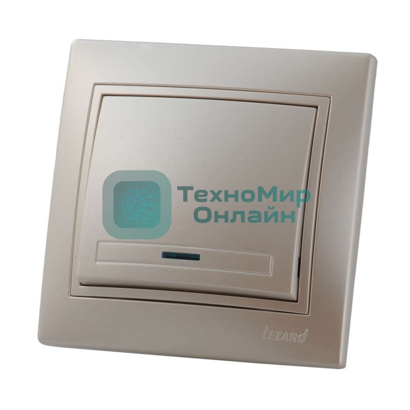 Выключатель 1-кл. СП Мира 10А IP20 с подсветкой жемчуж. белый перламутр LEZARD 701-3030-111