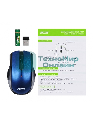Мышь беспроводная Acer OMR031 черный/синий, 1600 dpi, радиоканал, USB, кнопки - 4