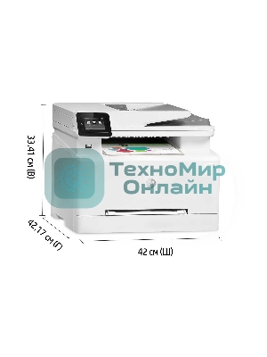 МФУ лазерное HP Color LaserJet Pro M283fdw (7KW75A), A4, цветной, печ. до 21 стр/мин., скан. до 26 стр/мин. (ч/б) 22 стр/мин. (цвет), 600 x 600 dpi (печать) 300x300dpi (скан), USB, RJ-45, Wi-Fi, Air Print, Mopria