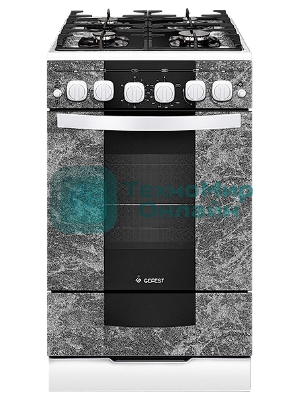 Плита газовая Gefest 5500-02 0113 мрамор, конфорок 4 шт, духовка 52 л, 50 см x 85 см x 58.5 см