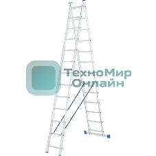 Лестница Сибртех, 2 х 13 ступеней, алюминиевая, двухсекционная