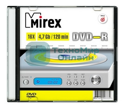 Диск DVD-R Mirex 4.7 Gb, 16x, Slim Case (1), (1/200)