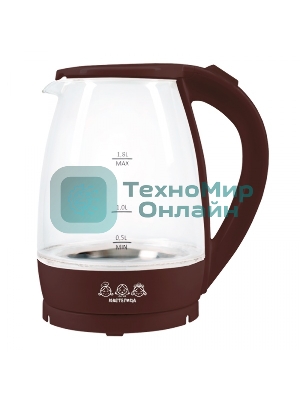 Чайник электрический Мастерица ЕК-1801G, шоколад, 1.8 л, стекло, 1850 Вт