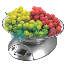 Весы кухонные Centek CT-2451 электронные, чаша, пластик, 5кг серебро/черный