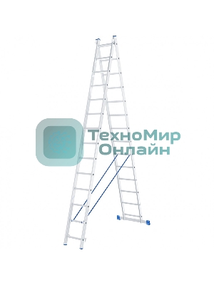 Лестница Сибртех 2 х 14 ступеней, алюминиевая, двухсекционная