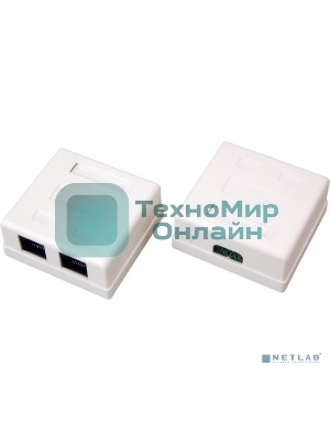 Розетка Rexant сетевая LAN, на стену, (2 гнездо 8Р8С (Rj-45), 5e кат)