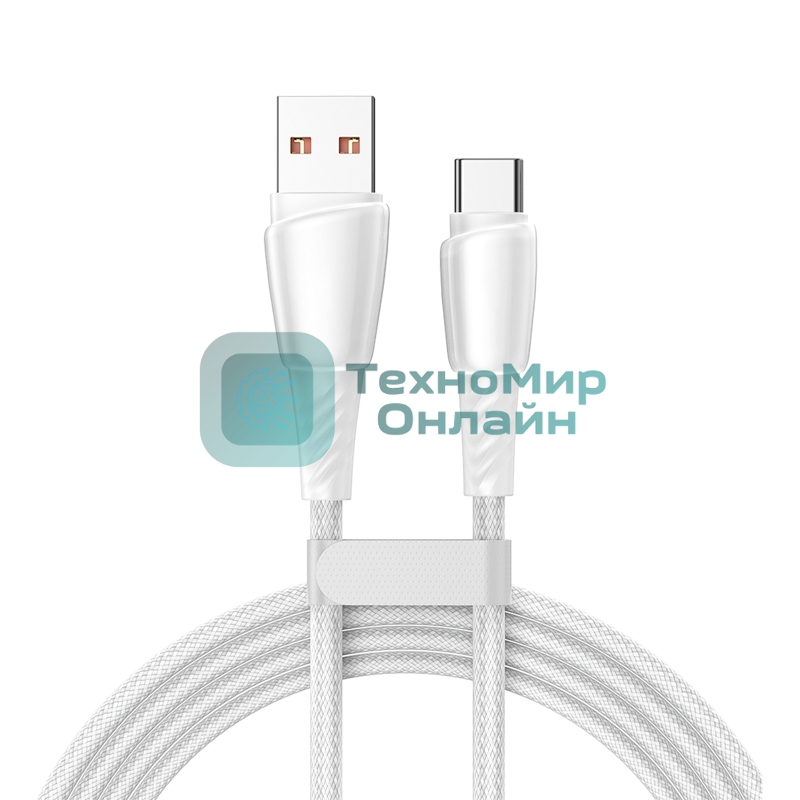 Кабель USB-A – Type-C, 5А, 100Вт, 1м, в белой нейлоновой оплетке Rexant