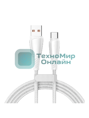 Кабель USB-A – Type-C, 5А, 100Вт, 1м, в белой нейлоновой оплетке Rexant