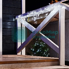 Гирлянда Neon-night Айсикл (бахрома) светодиодный, 1,8 х 0,5 м, белый провод, 220В, диоды белые