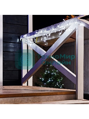 Гирлянда Neon-night Айсикл (бахрома) светодиодный, 1,8 х 0,5 м, белый провод, 220В, диоды белые