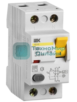 Выключатель дифференциального тока (УЗО) IEK MDV10-2-063-030 ВД1-63 2Р 63А 30мА IEK