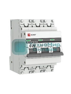 Выключатель автоматический EKF mcb4763-3-20C-pro 3P 20А (C) 4,5kA ВА 47-63 EKF PROxima