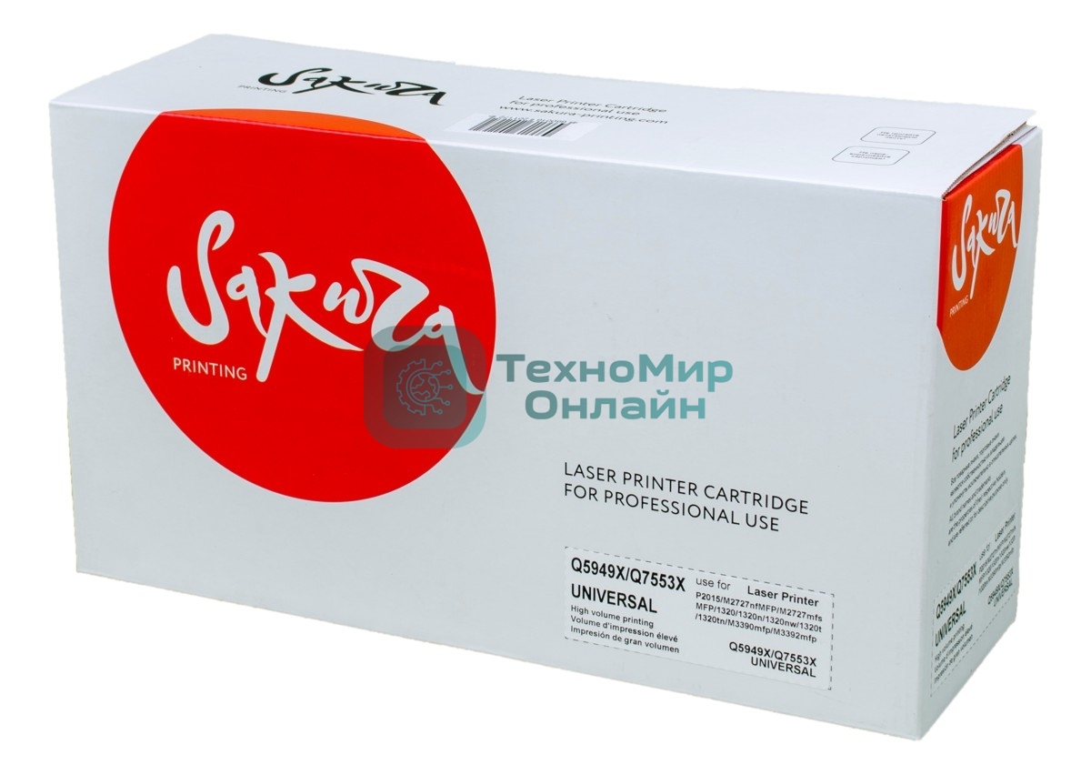 Картридж лазерный Sakura Q5949X/Q7553X HPLaserJet 1320/1320n/1320nw/1320t/1320tn/M3390mfp/M3392mfp P2015/M2727nfMFP/M2727mfsMFP, черный, 6000 к.