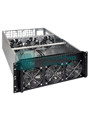 Корпус для майнинга ExeGate EX288960RUS Pro 8-650 без БП, 2*USB, 6*fan 120мм, места под: 8 видеокарт, 1 БП
