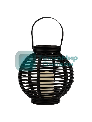 Декоративный фонарь Neon-night на солнечной батарее 20х20х22 см, черный плетеный корпус, теплый белый цвет свечения