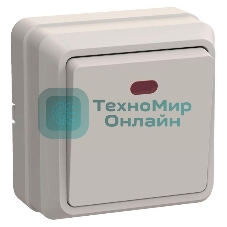 Выключатель 1-кл. ОП ОКТАВА с инд. 10А IP20 ВС20-1-1-ОКм крем. IEK EVO11-K33-10-DC