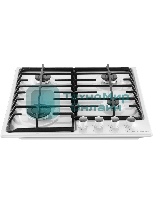 Газовая варочная панель Maunfeld EGHE.64.6CW/G, 4 конфорки, эмалированная сталь, белый