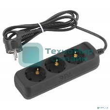 Удлинитель электрический ЭРА UX-3e-1,5m-B с заземлением 3 розетки 1,5 м ПВС 3x0,75мм2 10А черный