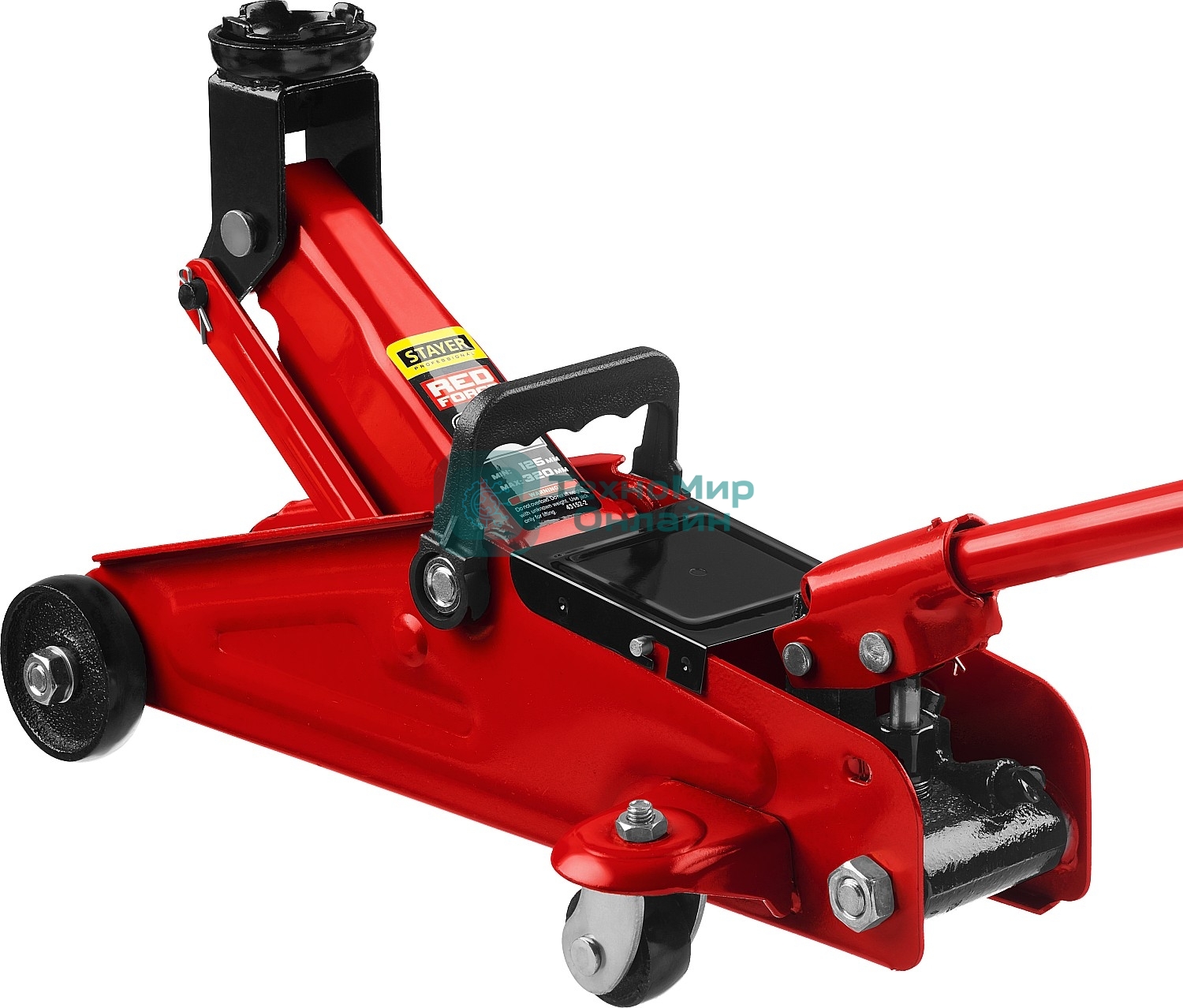 Домкрат STAYER 43152-2 RED FORCE гидравлический подкатной, 2т, 125-320мм