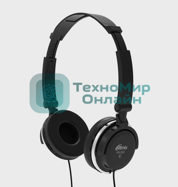 Проводные наушники Ritmix RH-501 черный, накладные, Jack 3.5 мм, складная конструкция