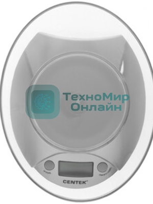 Весы кухонные Centek CT-2451 электронные, чаша, пластик, 5кг серебро/черный