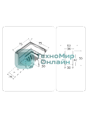 GL1039 WH белый коннектор угловой для встраиваемого магнитного шинопровода Magnetic 220V 80*80*47