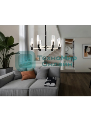 Люстра Ambrella light LH55501/6 SN/BK/CL сатин никель/черный/прозрачный E14*6 max 40W D570*760