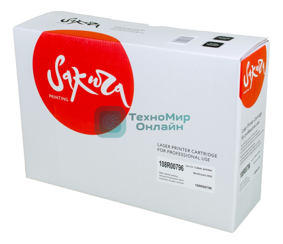 Картридж лазерный Sakura 108R00796 для Xerox P3635, черный, 10000 к.