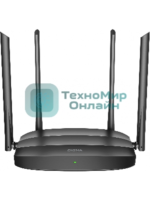 Роутер беспроводной Digma DWR-AC1201 AC1200 10/100BASE-TX черный (упак.:1шт)